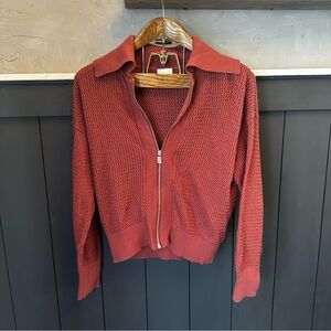Varley Fairfield Knit Jacket 100% Cotton Full Zip Size Small
